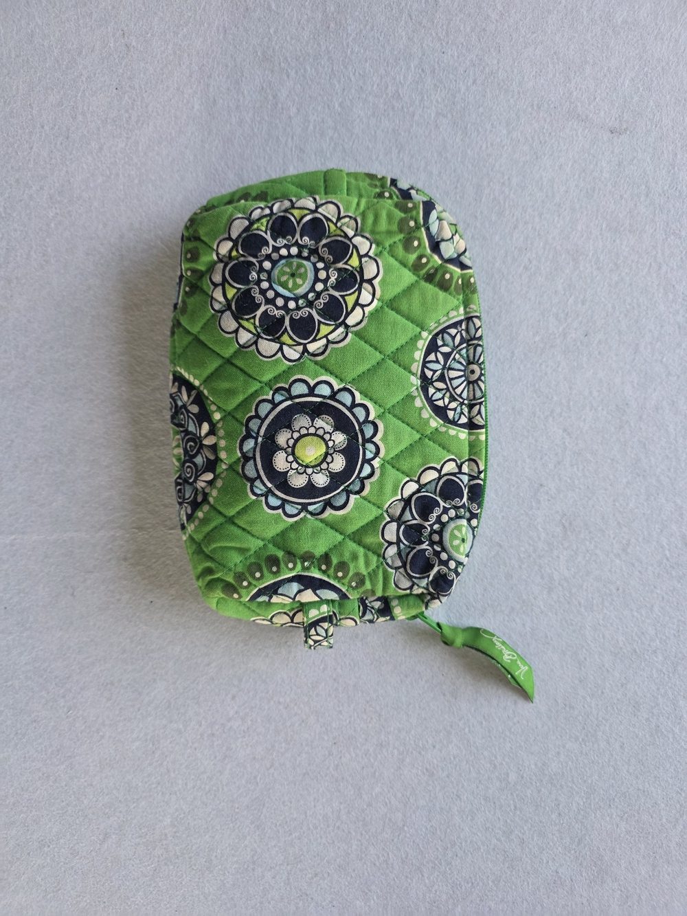 Vera Bradley Green Quilted Floral Medallion Cosmetic Pouch